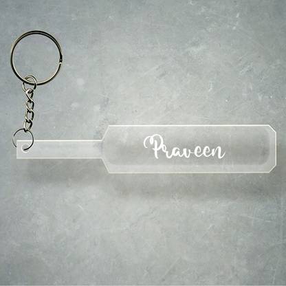 SY Gifts Cricket Bat Logo Design With Praveen Name Key Chain
