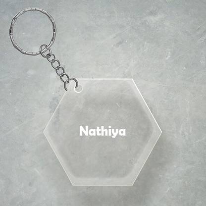 SY Gifts Nathiya Name Hexagon Keychain Key Chain