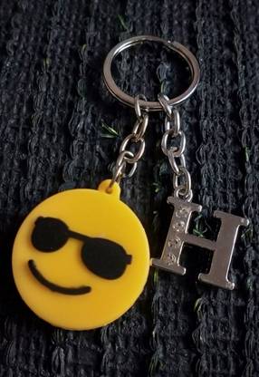 Meeko.com H Letter With Smiley Rubber Key Chain q1h Key Chain