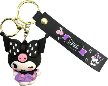 HappierYou Kuromi 3D Silicone Keychain with Amazing Belt or Ribbon | Sanrio Kuromi Keychain Key Chain