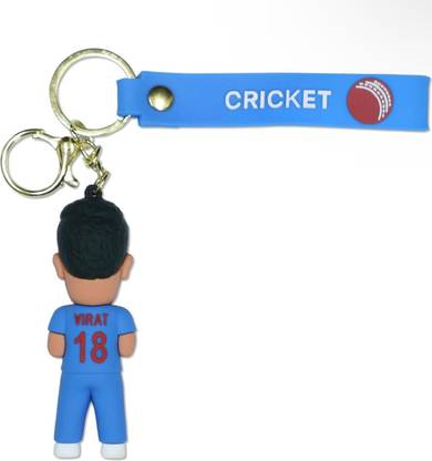 SHRI JI Highquality PVC Indian Cricketer Virat Kohli Jersey Keychain with Strap & Charm Key Chain