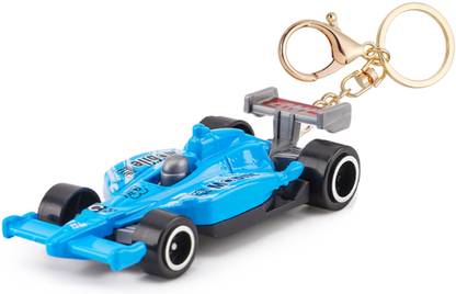 Augen Push & Go Metal F1 Car with Keychain for Kids & Adults (F1 Blue) Key Chain