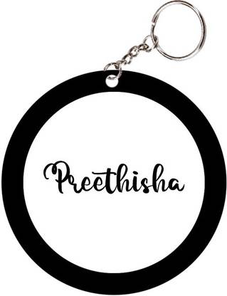 SY Gifts Preethisha Name Black Keychain Key Chain
