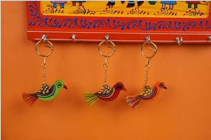 Malviya Handicrafts Wooden Hancrafted Bird Keychain (Set of3) Key Chain