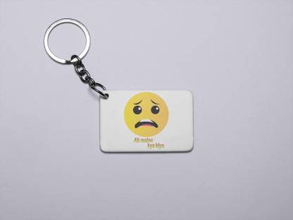 REVAMAN Confused Emoji- Printed Acrylic Keychains(Pack Of 2) Key Chain
