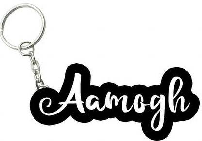 SY Gifts Aamogh Black White Name Keychain Key Chain