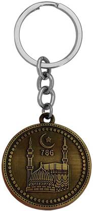 Deethyas Fashion Double Sided Islamic 786 Allah Lucky Number Crescent Moon Star Spiritual Allah Key Chain