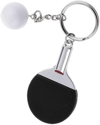 WHITE POPCORN Table Tennis Pendant Keyring Key Chain
