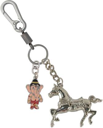 HANDSOME ISK Running Horse Symbol for Good Luck Stylish Locking Lock With Cute Ganesha Key Chain