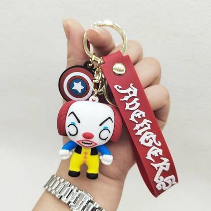 WHITE POPCORN Halloween Clown 3D Keychain | Strap Charm & Hook | Key Chain