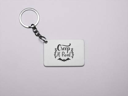 DOGAR ESSENTIALS Creep it real-Bat Black Text -Printed acrylic Keychain(Pack Of 2) Key Chain