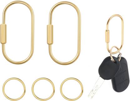 SERPLEX Loop Buckles Oval Carabiner Keyring Screw Lock D Ring Gold Key Chain