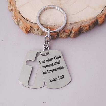 Shiv Jagdamba Dog Tag Keychain for Men Bible Verse Cross LCShivKey202341 Key Chain