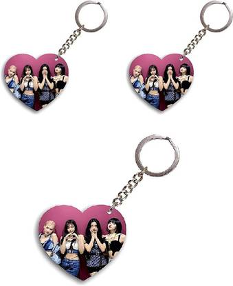Convay Black Pink Heart Shape Key-chain Printed set 3 Key Chain
