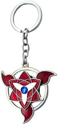 GKM Naruto Sasuke Uchiha Mangekyou Red Eye of Sharingan Spinning Metal Keychain Key Chain