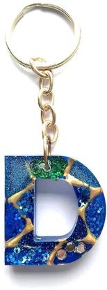 Revees Clive Ocean Design Resin Alphabet D Initial Letter Keychain Key Ring Key Chain