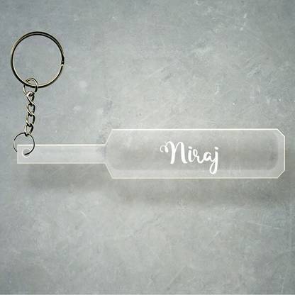 SY Gifts Cricket Bat Logo Design With Niraj Name Key Chain