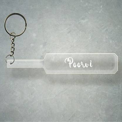 SY Gifts Cricket Bat Logo Design With Poorvi Name Key Chain