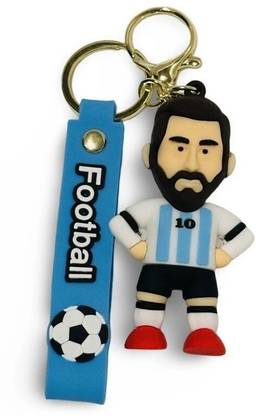 Birthday Popper Messi Football Keychain with Lanyard – 3D Cartoon Jersey Design Key Chain