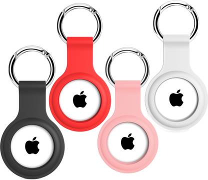 SQUIF Pack of 4 Airtag Case for Apple Airtags Silicone Case Protective Cover Key Chain