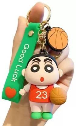 NSV Cute Shinchan Cartoon 3D Keychain With Strap Charm (Purple) Key Chain