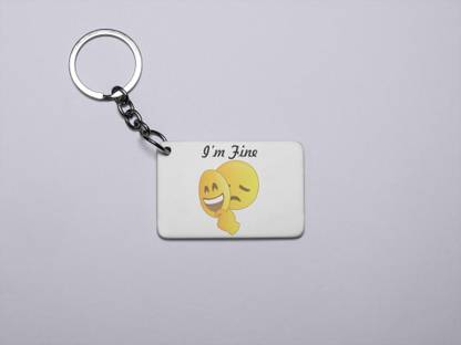 DOGAR ESSENTIALS Hidden Feeling Emoji - Printed Acrylic Keychains(Pack Of 2) Key Chain