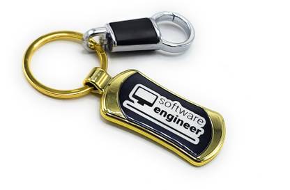 Jdp Novelty Premium Quality Metal Hook Black Gold Colour Keychain for Software Engineer. Key Chain
