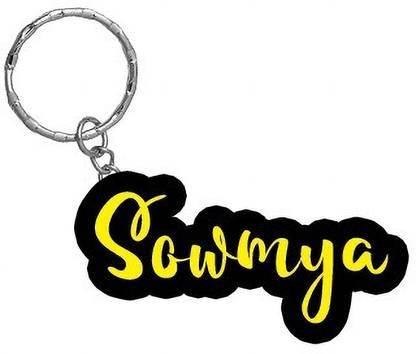 SY Gifts Sowmya Name Black Yellow Name Keychain Key Chain