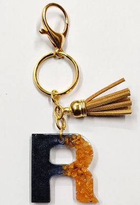 MOREL LETTER R ALPHABETS HAND MADE RESIN KEYCHAIN THEME IN STONE COLOR FOR BIKE & CAR Key Chain