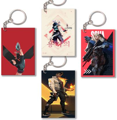 ForVano Premium (Pack of 4) Valorant Printed Keychain For Bike, Scooty, Car Key Chain
