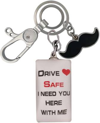 HANDSOME ISK High Quality 3D Drive Safe With Locking Lock Mustache Key Chain