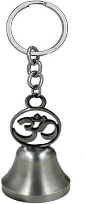 AFH Feng Shui Pagoda Silver Om Temple Bell Keychain for Gifting, Good Luck Key Chain