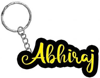 SY Gifts Abhiraj Name Black Yellow Name Keychain Key Chain
