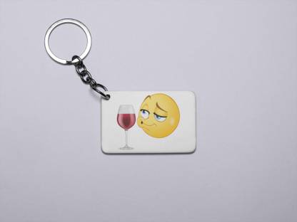 Rushaan Whisky is Risky Emoji- Printed Acrylic Keychains(Pack Of 2) Key Chain