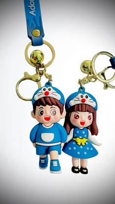mini alien Nobita Shizuka 3D Keychain | Strap Charm & Hook | PVC Model Pendant, PACKOF2 Key Chain