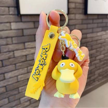 HappierYou Psyduck Pokemon 3D Silicone Keychain with Bagcharm & strap Key Chain