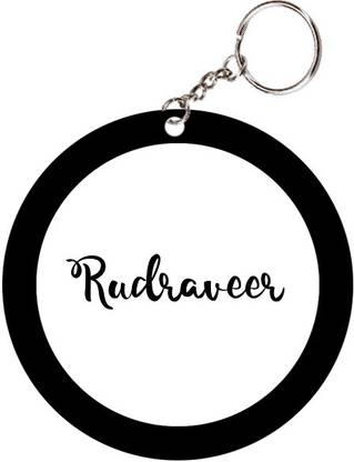 SY Gifts Rudraveer Name Black Keychain Key Chain