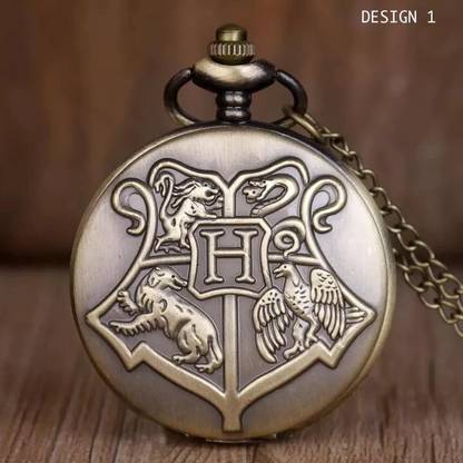 GSV HaryPotter Hogwarts Crest Theme Designer Pocket Watch Vintage Clock Key Chain