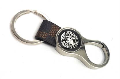 Jdp Novelty Round Shape Leather Metal Keychain for royal enfield Bike Made Like a Gun. Key Chain