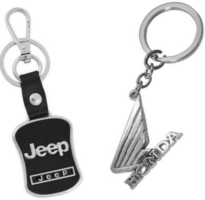 Jainsburys Combo of Jeep Leather & Wings Honda Metal keychain & Best quality keychain Key Chain
