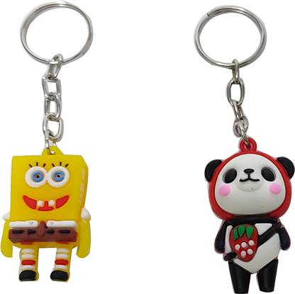 heeva creation Cute Nickelodeon And Panda 3D KeyChain Combo Set Of 2..(multi colour).2 Piece Key Chain