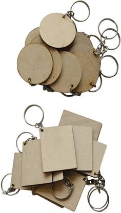 Ecomology Pack Of 40 (20 Round & 20 Rectangle) 2 Shape Key Chains With Ring (50 x 50) mm Key Chain