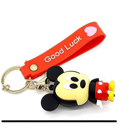 Elegant Personalized Gifts Cute Mickey Mouse Good Luck Lanyard Silicone Keychain Key Chain