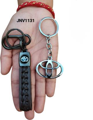 JNV Brown Leather Keychain With Logo Keychain Compatible With Toyota Car Key Chain