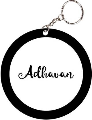 SY Gifts Adhavan Name Black Keychain Key Chain