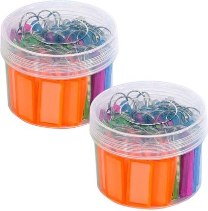 FRKB Pack of 100 Multicolor Plastic Keyring and Keychain with Name Tag Labels Key Chain