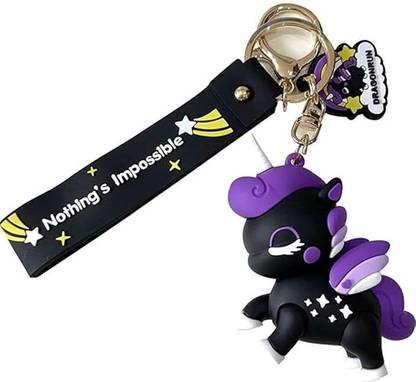 gtrp Rainbow Unicorn Keychain, Cute 3D Rubber Silicone Keychain Lanyard Unicorn Bag Key Chain