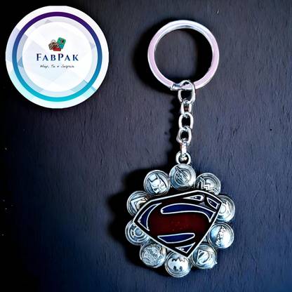 FabPak Luxurious and Premium Spinning/Rotating Metal Superman Keychain & Key ring Key Chain