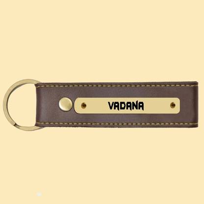 SY Gifts Vadana Name Brown Artificial Leather Keychain Key Chain