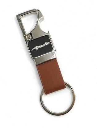 Jdp Novelty Premium Quality Metal Leather Bottle Opener for T-V-S Apache Bike Key Chain